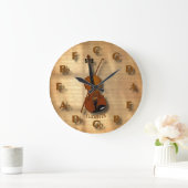 ヴィンテージのバイオリン時計と50の音楽の輪 ラージ壁時計 (ホーム)