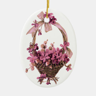 ヴィンテージのバイオレットおよび弓オーナメント セラミックオーナメント