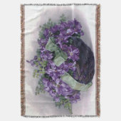 ヴィンテージのバイオレットのバスケットのアフガニスタン人 スローブランケット (正面縦)