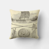 ヴィンテージのバイキングのアートワークおよびイラストレーション クッション (裏面)