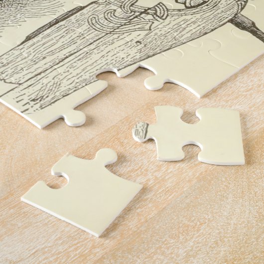 ヴィンテージのバイキングのアートワークおよびイラストレーション ジグソーパズル (側面)