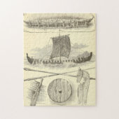 ヴィンテージのバイキングのアートワークおよびイラストレーション ジグソーパズル (縦)