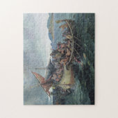 ヴィンテージのバイキングの海戦のアートワーク ジグソーパズル (縦)