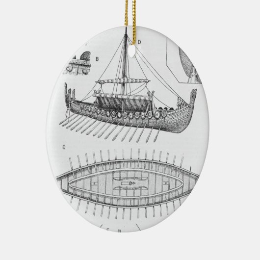 ヴィンテージのバイキングの軍艦の歴史および図表 セラミックオーナメント (右)