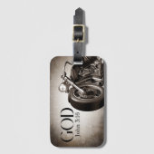 ヴィンテージのバイクはっきりしたロw/ 'GOD' John 3:16 Verse ラゲッジタグ (正面縦)