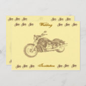 ヴィンテージのバイクもしくは自転車に乗る人の結婚式招待状 招待状 (正面/裏面)