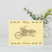 ヴィンテージのバイクもしくは自転車に乗る人の結婚式招待状 招待状 (スタンド正面)