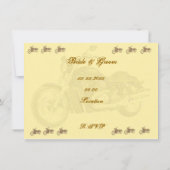 ヴィンテージのバイクもしくは自転車に乗る人の結婚式招待状 招待状 (裏面)