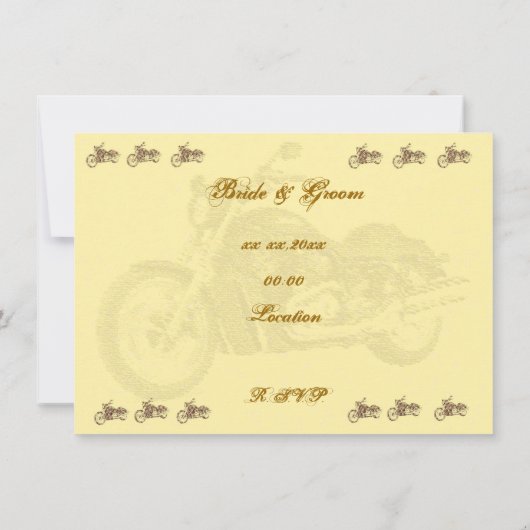 ヴィンテージのバイクもしくは自転車に乗る人の結婚式招待状 招待状 (裏面)