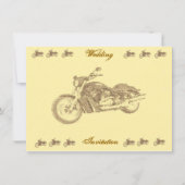 ヴィンテージのバイクもしくは自転車に乗る人の結婚式招待状 招待状 (正面)