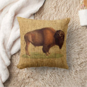 ヴィンテージのバイソンのアメリカのバッファローのイラストレーション クッション (ブランケット)