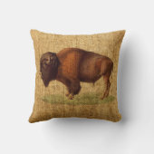 ヴィンテージのバイソンのアメリカのバッファローのイラストレーション クッション (裏面)