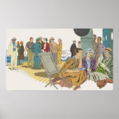 ヴィンテージのバケーション、乗客がクルーズ船のデッキで過ごす時間 ポスター (正面)