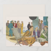 ヴィンテージのバケーション、乗客がクルーズ船のデッキで過ごす時間 招待状 (正面/裏面)