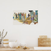 ヴィンテージのバケーション、乗客がクルーズ船のデッキで過ごす ポスター (キッチン)