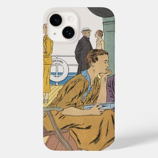 ヴィンテージのバケーション、客船のデッキでクルージングする乗客 Case-Mate iPhoneケース (裏面)