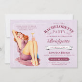 ヴィンテージのバチェロレッテの上のレトロの赤面のマルティーニPin 招待状 (正面)