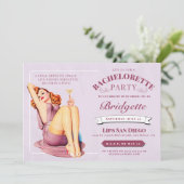 ヴィンテージのバチェロレッテの上のレトロの赤面のマルティーニPin 招待状 (スタンド正面)