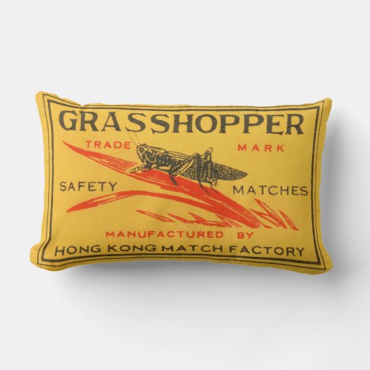 ヴィンテージのバッタの安全マッチのラベル ランバークッション (正面)