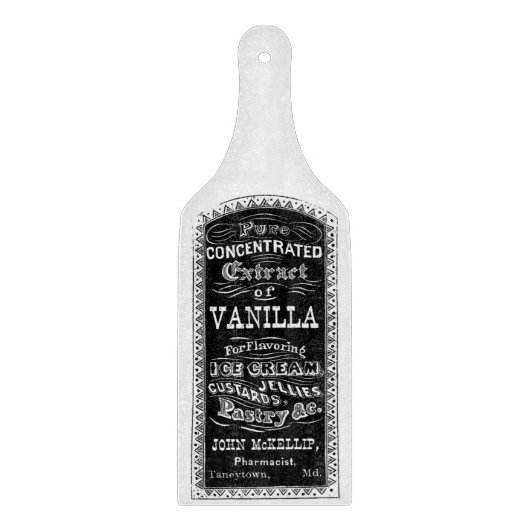 ヴィンテージのバニララベルのガラスまな板 カッティングボード (正面)