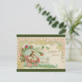 ヴィンテージのバニーとベルがラブス・イースターによって引っ張られる ポストカード (スタンド正面)