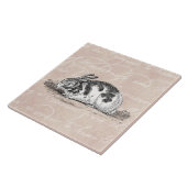 ヴィンテージのバニーウサギのイラストレーション- 1800'sウサギ タイル (側面)