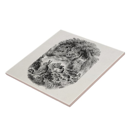 ヴィンテージのバニーウサギの19世紀のバニーウサギ タイル (側面)