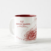 ヴィンテージのバミューダ島の地図、バーガンディ ツートーンマグカップ (正面左)