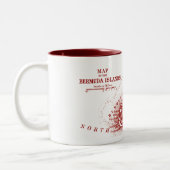 ヴィンテージのバミューダ島の地図、バーガンディ ツートーンマグカップ (左)