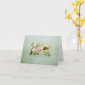 ヴィンテージのバラおよびダマスク織のメッセージカード カード (黄色い花)