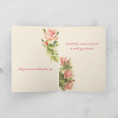 ヴィンテージのバラおよび白の鳩 シーズンカード (内部)