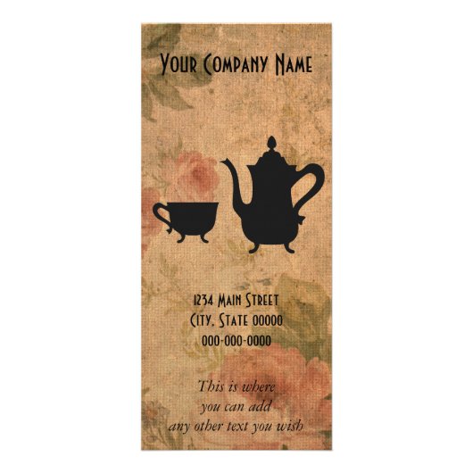 ヴィンテージのバラおよび茶 ラックカード (正面)