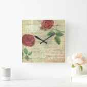 ヴィンテージのバラおよび音楽柱時計 スクエア壁時計 (ホーム)