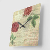 ヴィンテージのバラおよび音楽柱時計 スクエア壁時計 (傾斜)