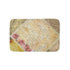 ヴィンテージのバラおよび音符の楽譜のBath バスマット