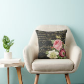 ヴィンテージのバラがゴールデンスクリプトを使ったみすぼらしいシック  クッション (椅子)