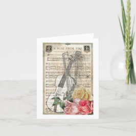 ヴィンテージのバラとの幸せな母の日のバイオリン音楽 シーズンカード