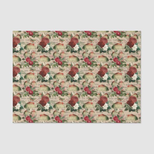 ヴィンテージのバラとキノコ 薄葉紙 (正面)