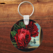 ヴィンテージのバラと帆船 キーホルダー (正面)