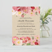 ヴィンテージのバラのクラフトのモダンなピンクのブライダルシャワー 招待状 (スタンド正面)