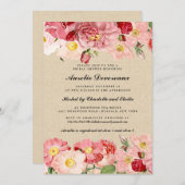 ヴィンテージのバラのクラフトのモダンなピンクのブライダルシャワー 招待状 (正面/裏面)