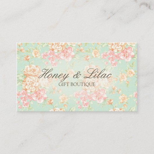 ヴィンテージのバラのプリントの花の名刺 名刺 (正面)