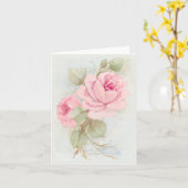 ヴィンテージのバラのメッセージカード カード (黄色い花)