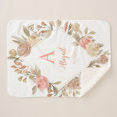 ヴィンテージのバラのリースのSherpaパーソナライズな毛布 シェルパブランケット (正面(横))