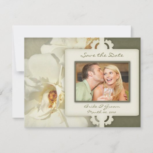 ヴィンテージのバラの保存日付の写真カード セーブザデート (正面)