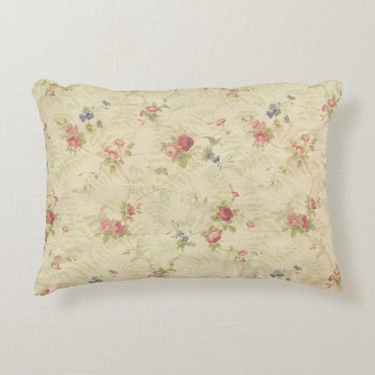 ヴィンテージのバラの古く動揺してな生地パターン アクセントクッション (正面)