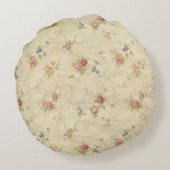 ヴィンテージのバラの古く動揺してな生地パターン ラウンドクッション (裏面)