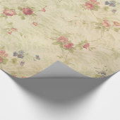 ヴィンテージのバラの古く動揺してな生地パターン ラッピングペーパー (角)