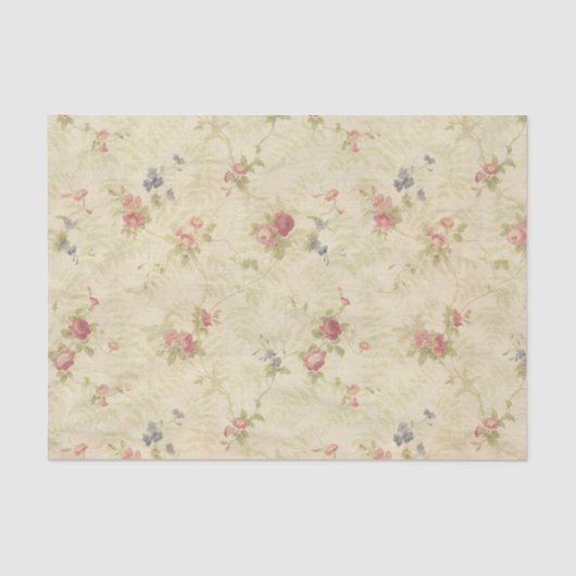 ヴィンテージのバラの古く動揺してな生地パターン 薄葉紙 (正面)