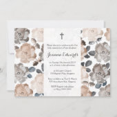 ヴィンテージのバラの最初聖餐の洗礼 招待状 (正面)